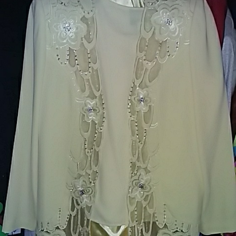 Massini Pale Yellow Embroidered Floral Open Front Jacket  Canary Yellow